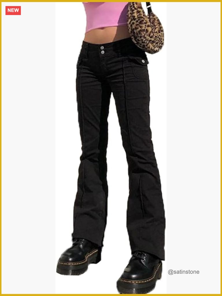 Low Rise Flare Pants Bell Bottom Bootcut Leggings Y2k